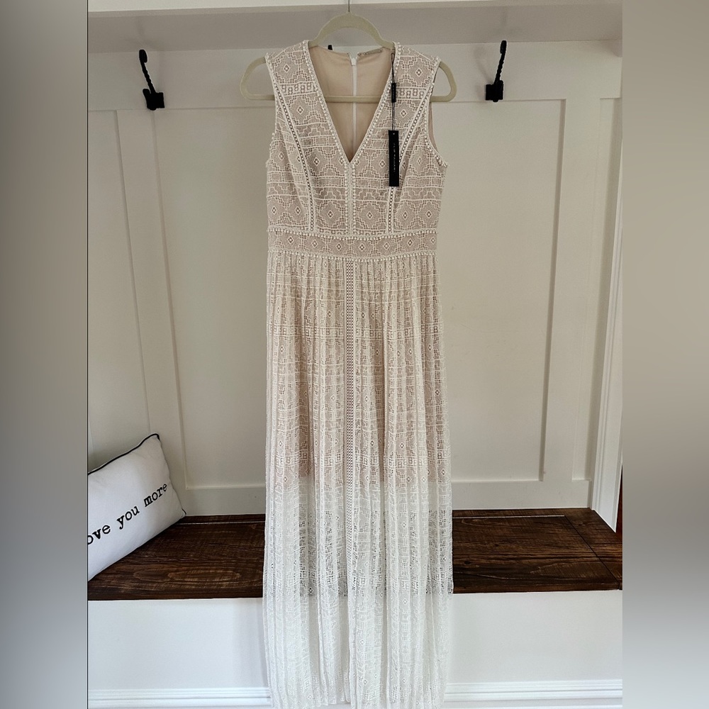 Off white/cream Sheath dress with lace overlay